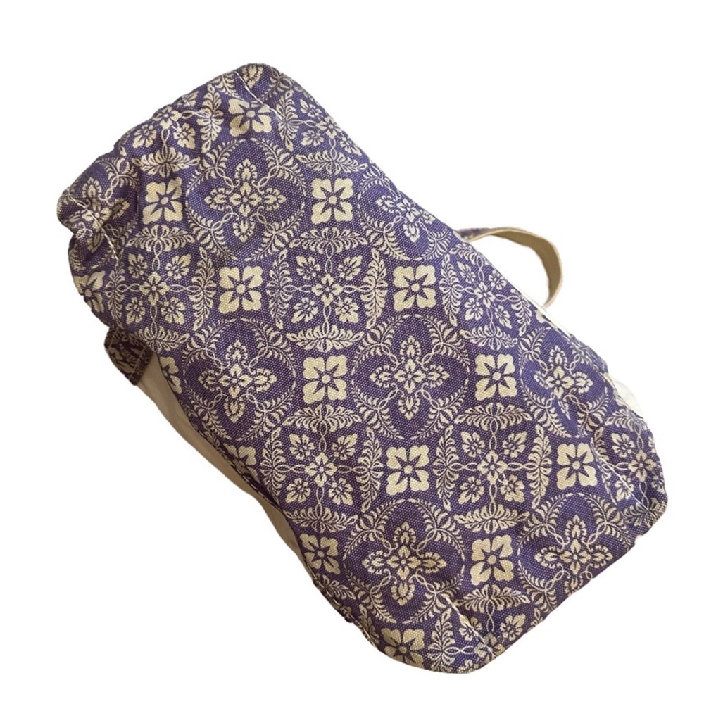 L.L. Bean Boat and Tote rare purple hibiscus pattern - Medium w/ Short straps - Picture 3 of 14